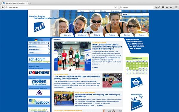 Screenshot der Website adh.de