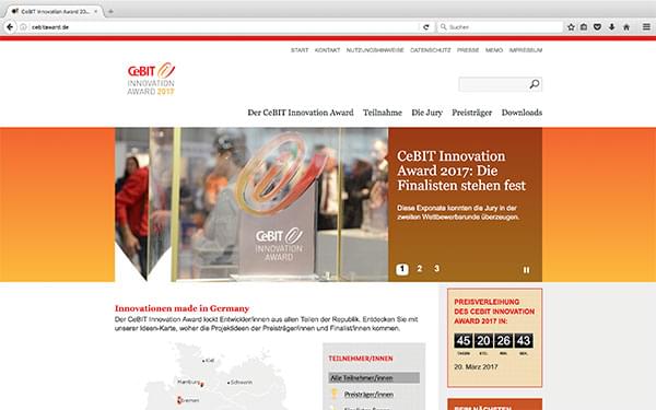Screenshot der Website cebitaward.de