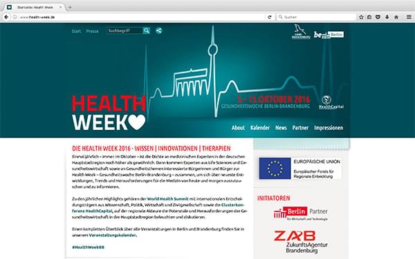 Screenshot der Website health-week.de