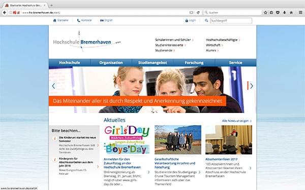 Screenshot der Website hs-bremerhaven.de