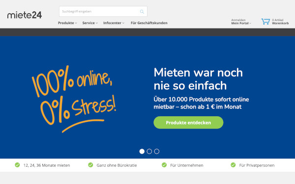 Screenshot der Website miete24.com
