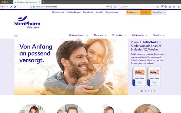 Screenshot der Website steripharm.de