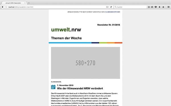 Screenshot des Umwelt.NRW-Newsletters